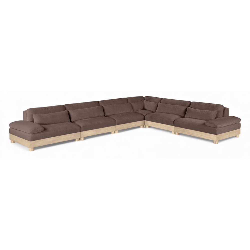 Turin 167.75" Brown Chenille Fabric Upholstered 6pc. Modular Sectional