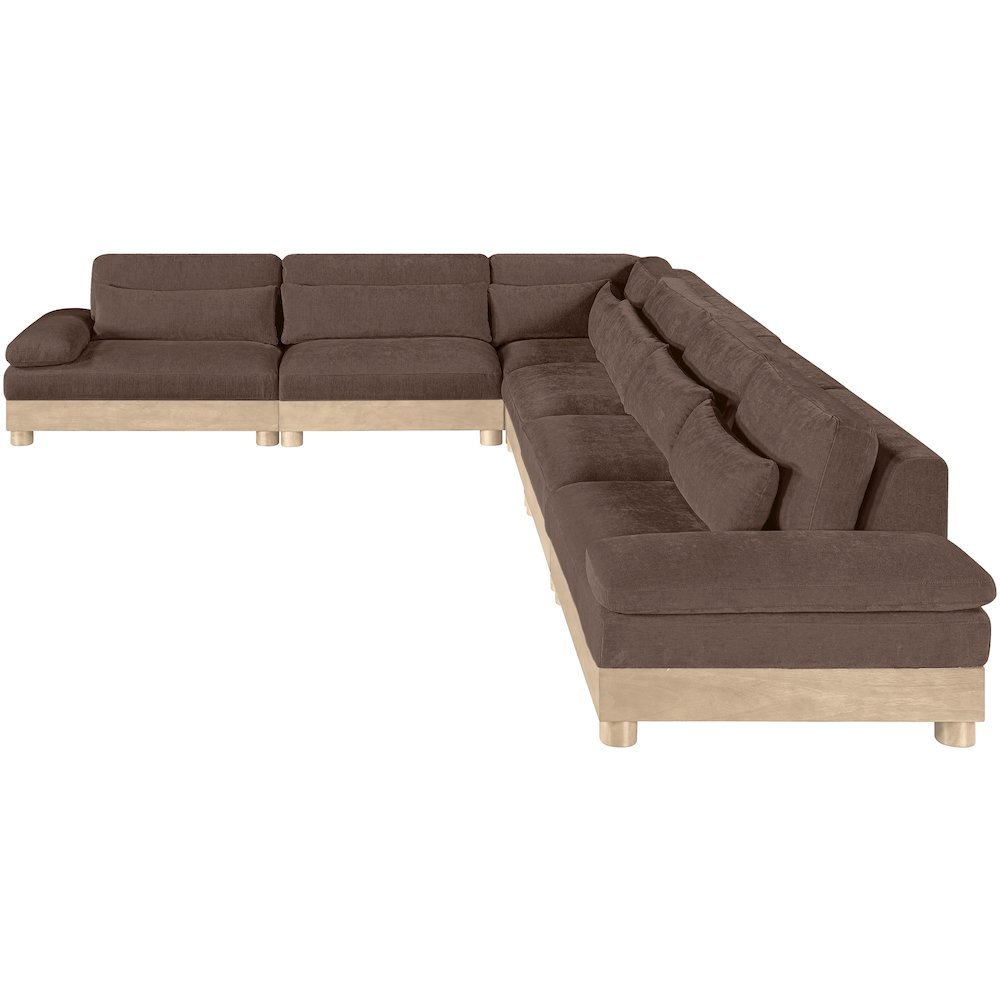 Turin 167.75" Brown Chenille Fabric Upholstered 6pc. Modular Sectional