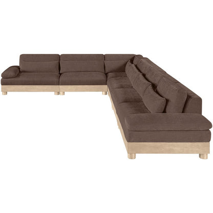 Turin 167.75" Brown Chenille Fabric Upholstered 6pc. Modular Sectional