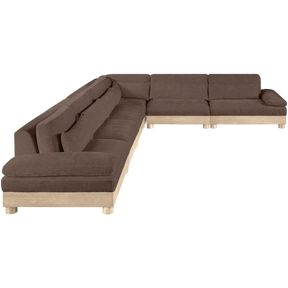 Turin 167.75" Brown Chenille Fabric Upholstered 6pc. Modular Sectional