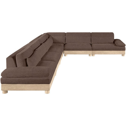 Turin 167.75" Brown Chenille Fabric Upholstered 6pc. Modular Sectional