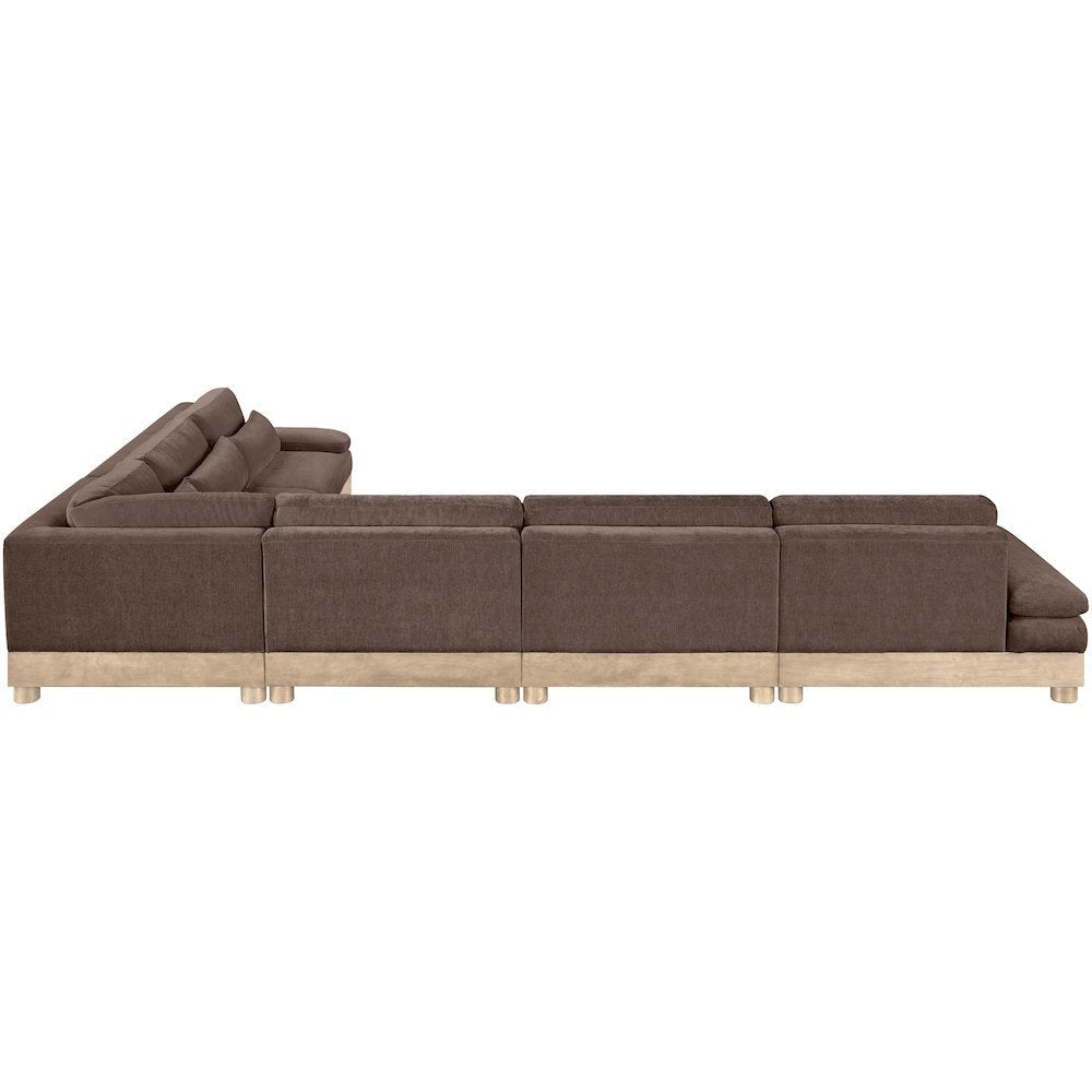Turin 167.75" Brown Chenille Fabric Upholstered 6pc. Modular Sectional