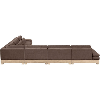 Turin 167.75" Brown Chenille Fabric Upholstered 6pc. Modular Sectional