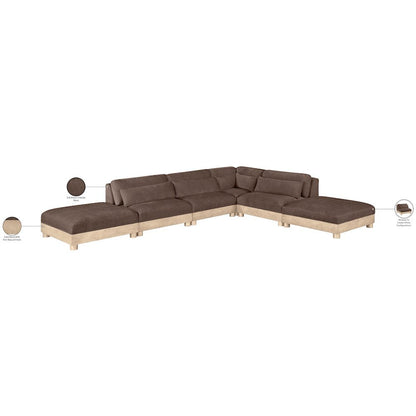 Turin 160" Brown Chenille Fabric Upholstered 6pc. Modular Sectional
