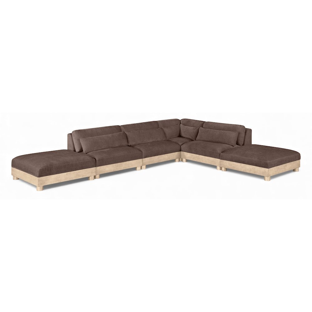 Turin 160" Brown Chenille Fabric Upholstered 6pc. Modular Sectional