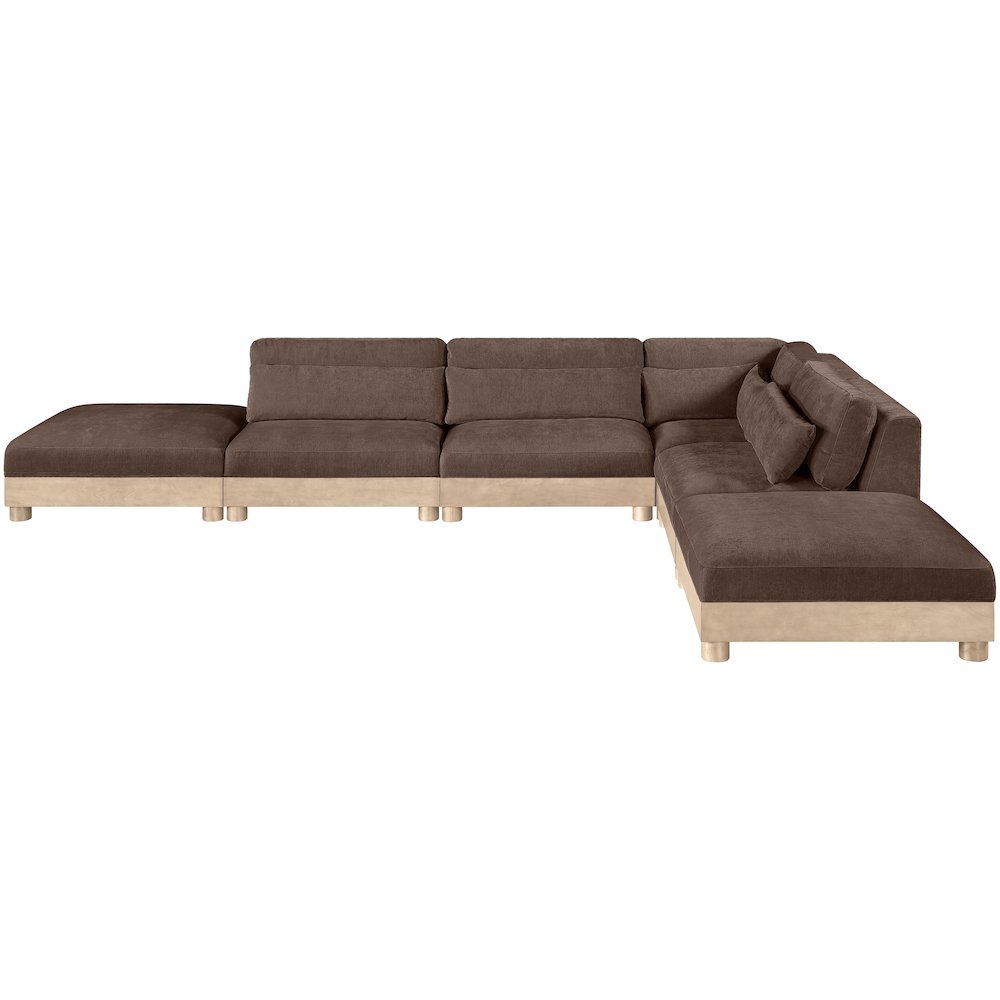 Turin 160" Brown Chenille Fabric Upholstered 6pc. Modular Sectional