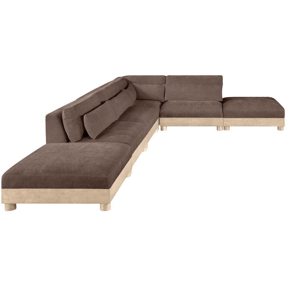 Turin 160" Brown Chenille Fabric Upholstered 6pc. Modular Sectional