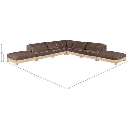 Turin 160" Brown Chenille Fabric Upholstered 7pc. Modular Sectional