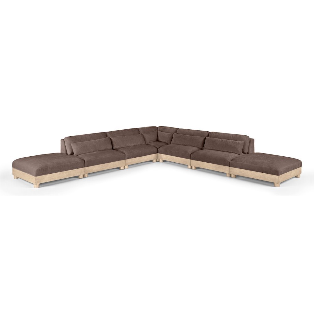 Turin 160" Brown Chenille Fabric Upholstered 7pc. Modular Sectional