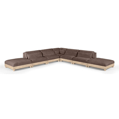 Turin 160" Brown Chenille Fabric Upholstered 7pc. Modular Sectional