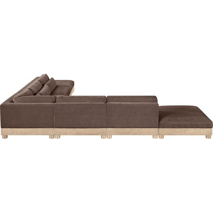 Turin 160" Brown Chenille Fabric Upholstered 7pc. Modular Sectional