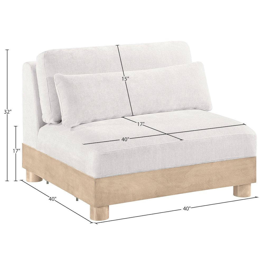 Turin Cream Chenille Fabric Upholstered Modular Armless Chair