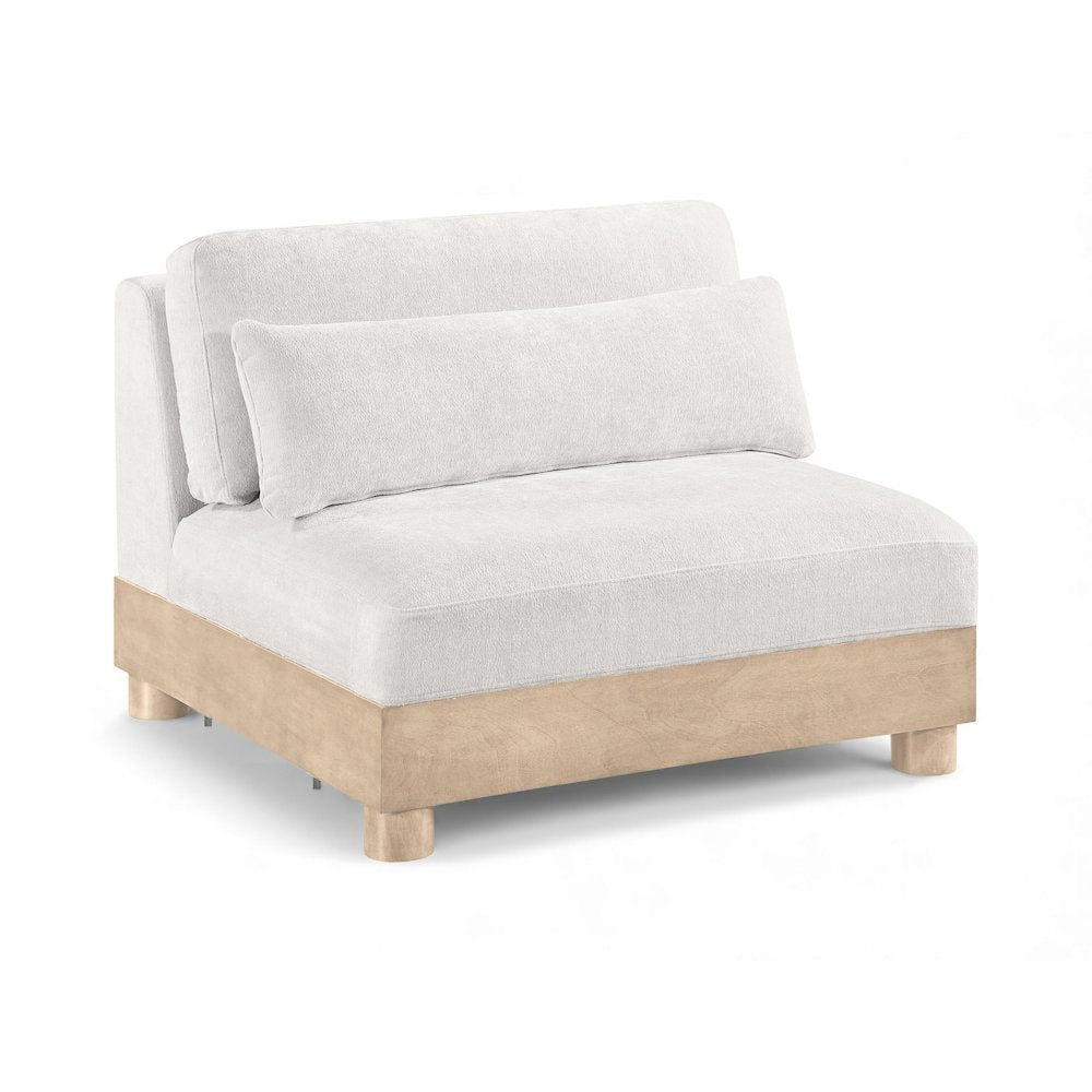 Turin Cream Chenille Fabric Upholstered Modular Armless Chair