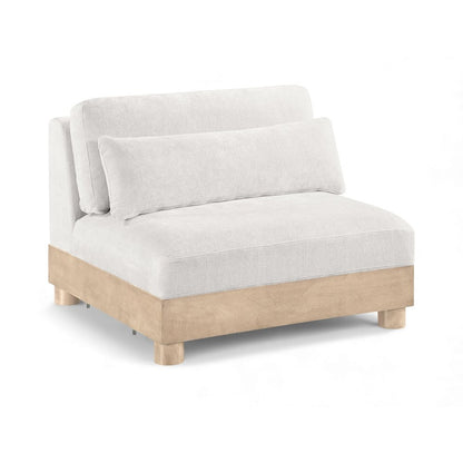 Turin Cream Chenille Fabric Upholstered Modular Armless Chair