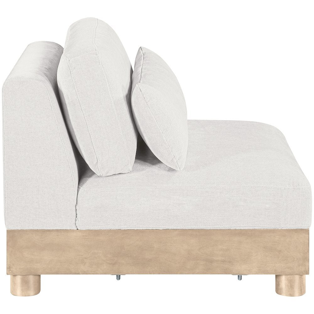 Turin Cream Chenille Fabric Upholstered Modular Armless Chair