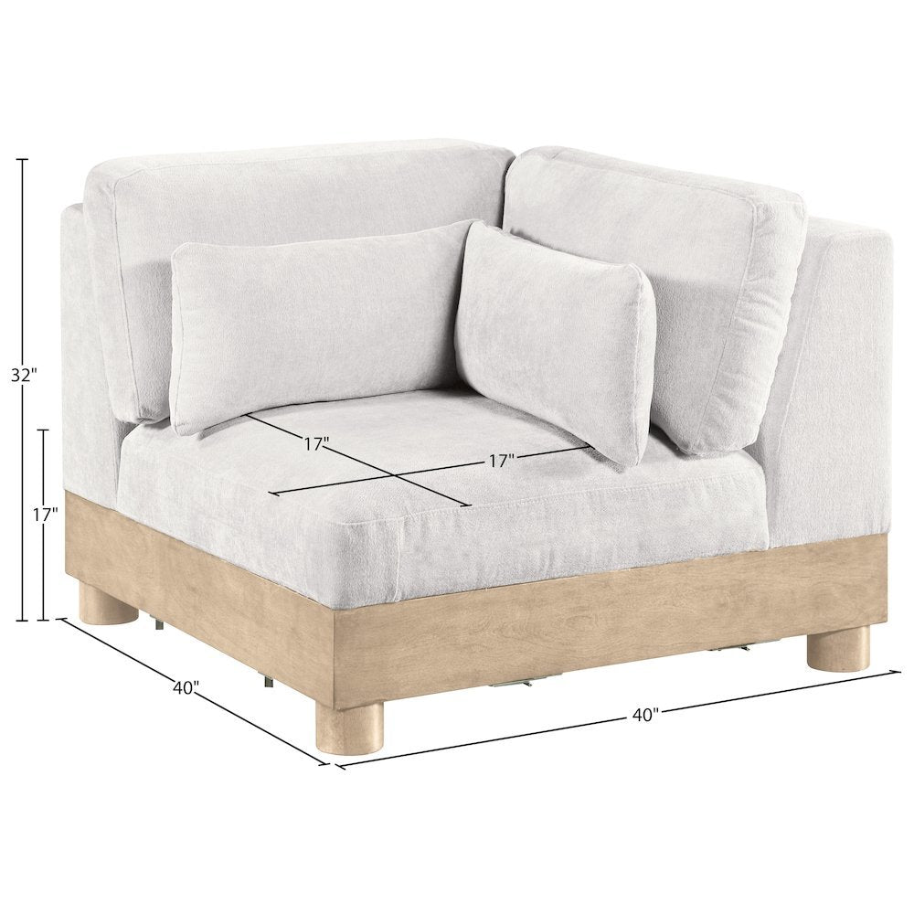 Turin Cream Chenille Fabric Upholstered Modular Corner Chair