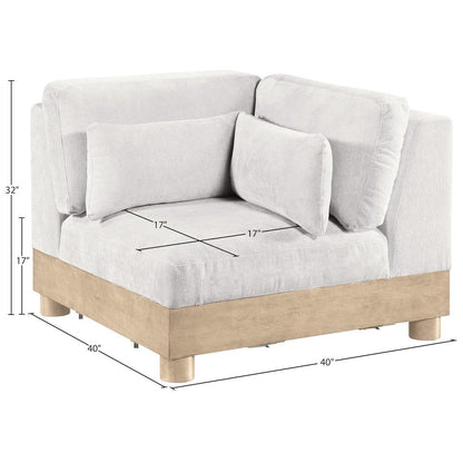 Turin Cream Chenille Fabric Upholstered Modular Corner Chair