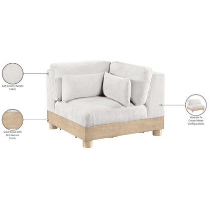Turin Cream Chenille Fabric Upholstered Modular Corner Chair