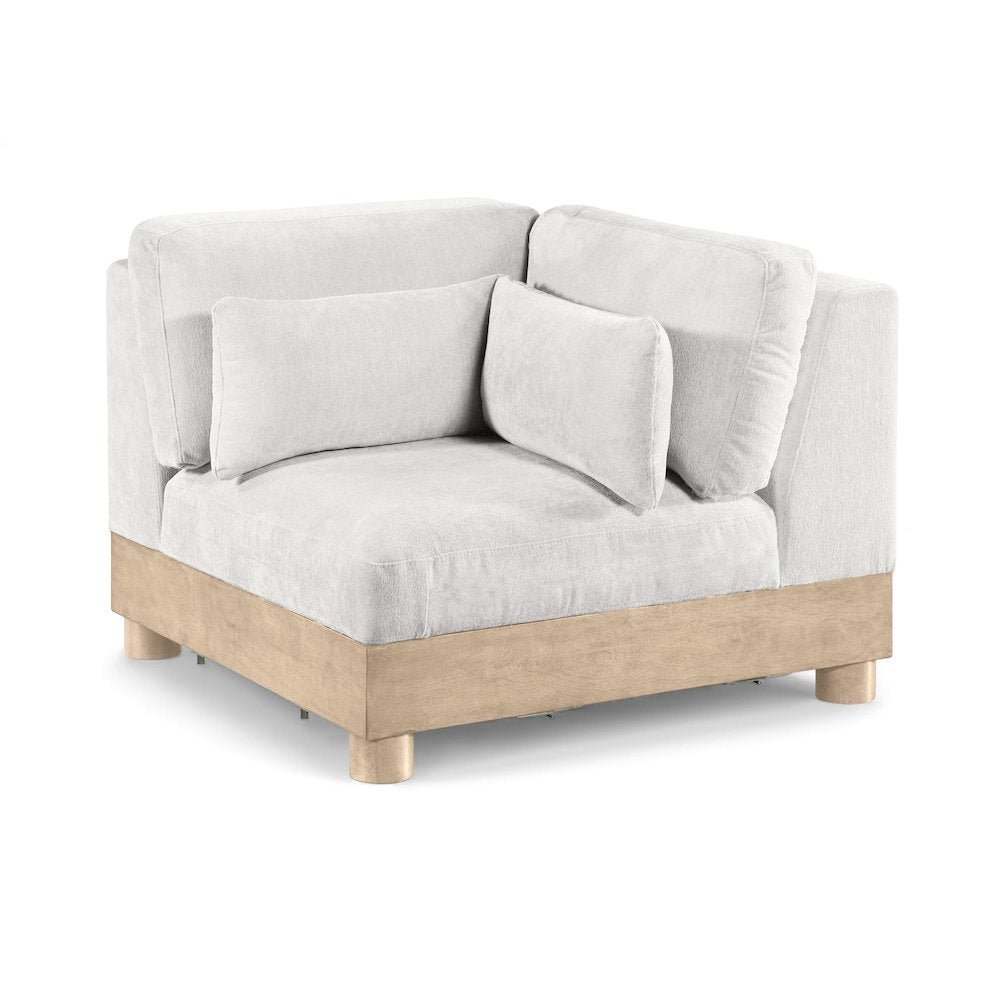 Turin Cream Chenille Fabric Upholstered Modular Corner Chair