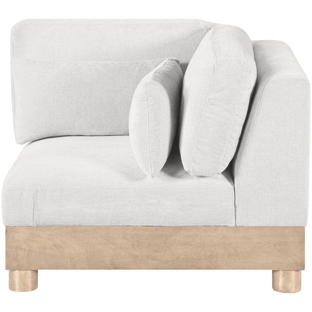 Turin Cream Chenille Fabric Upholstered Modular Corner Chair