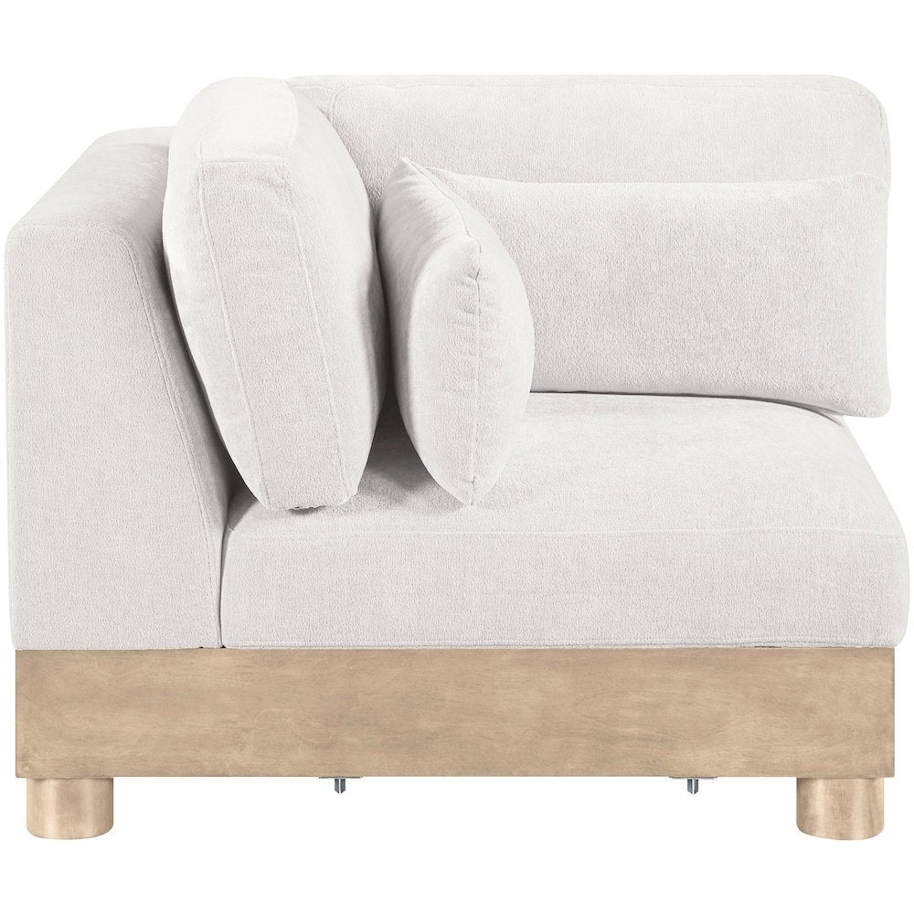 Turin Cream Chenille Fabric Upholstered Modular Corner Chair