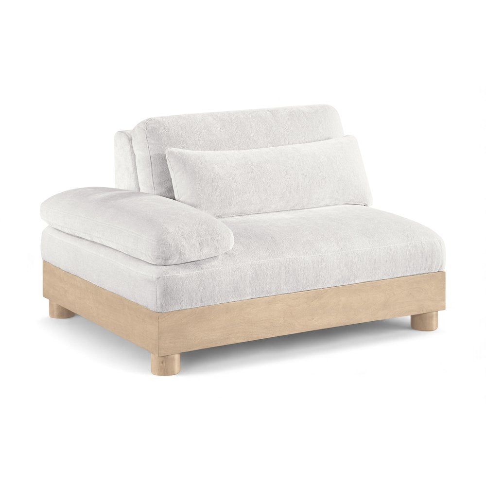 Turin Cream Chenille Fabric Upholstered Modular Left Arm Chair