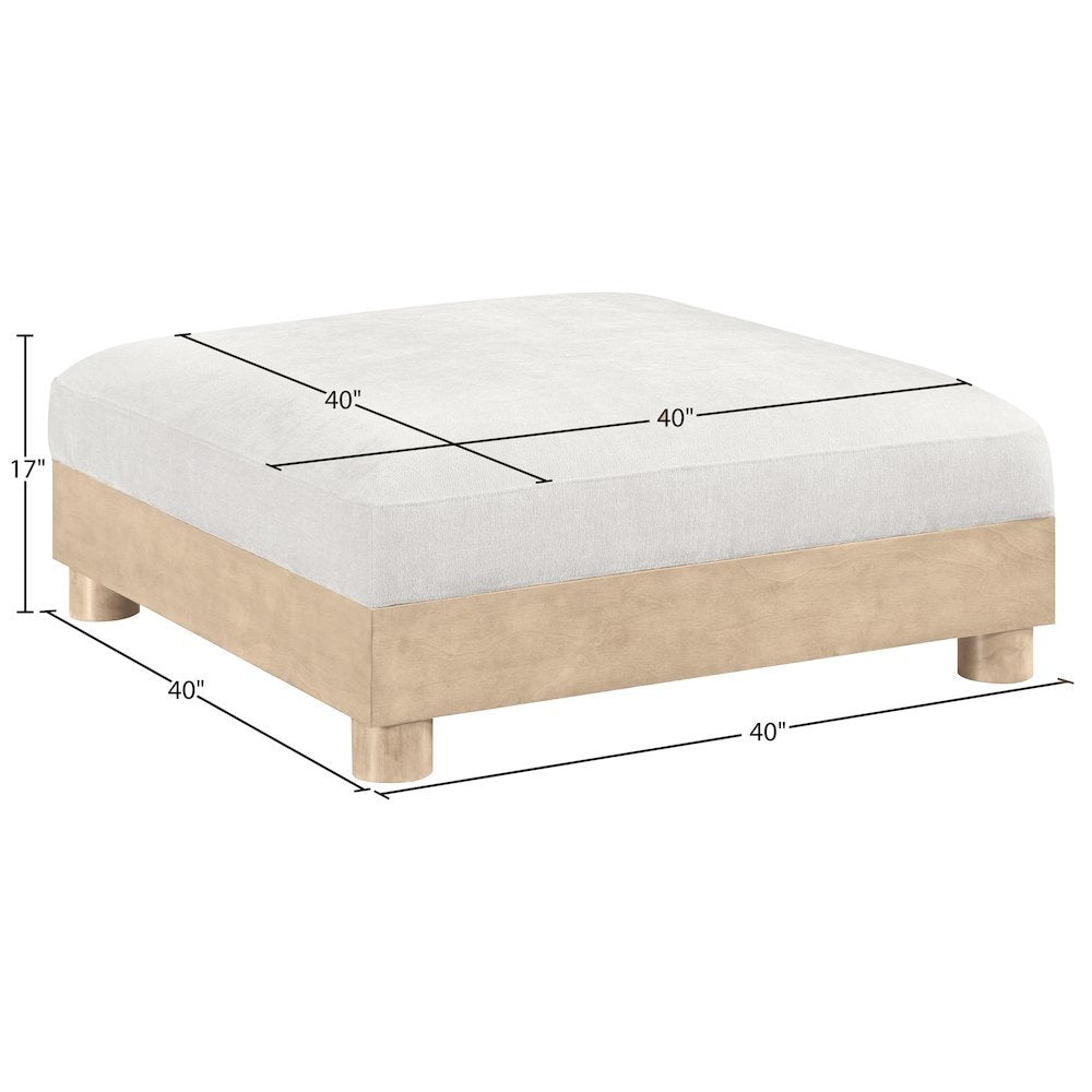 Turin Cream Chenille Fabric Upholstered Modular Ottoman