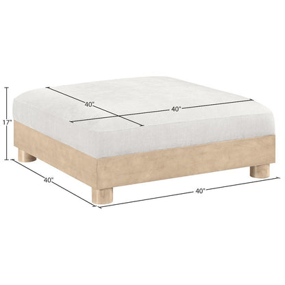 Turin Cream Chenille Fabric Upholstered Modular Ottoman
