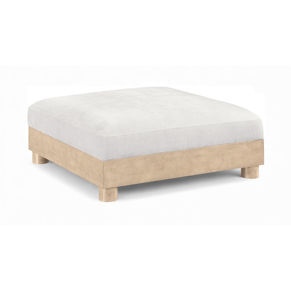 Turin Cream Chenille Fabric Upholstered Modular Ottoman