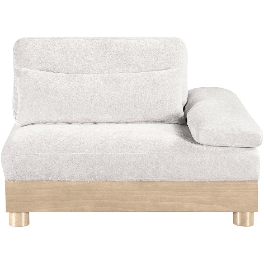 Turin Cream Chenille Fabric Upholstered Modular Right Arm Chair