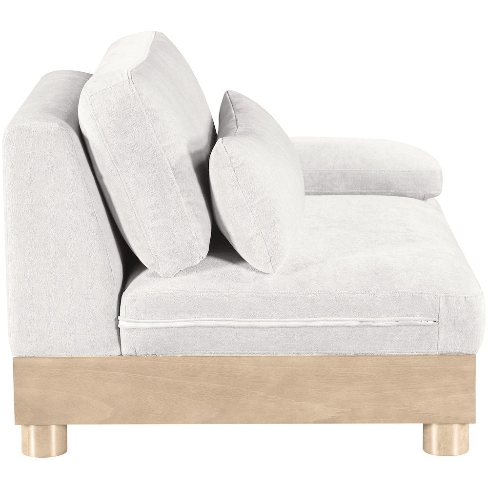 Turin Cream Chenille Fabric Upholstered Modular Right Arm Chair
