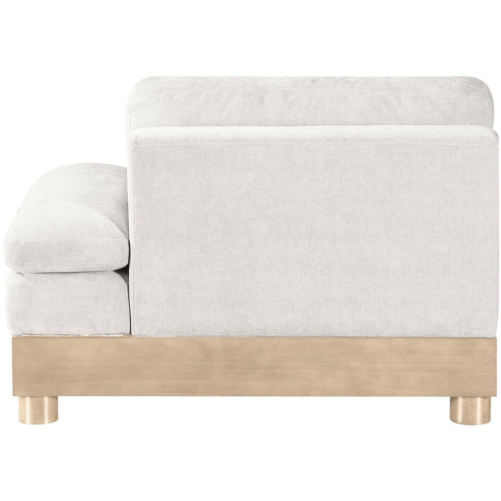 Turin Cream Chenille Fabric Upholstered Modular Right Arm Chair