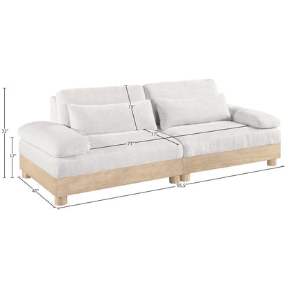 Turin 95.5" Cream Chenille Fabric Upholstered 2pc. Modular Loveseat