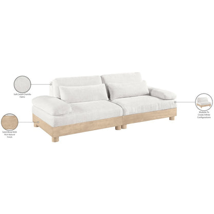 Turin 95.5" Cream Chenille Fabric Upholstered 2pc. Modular Loveseat