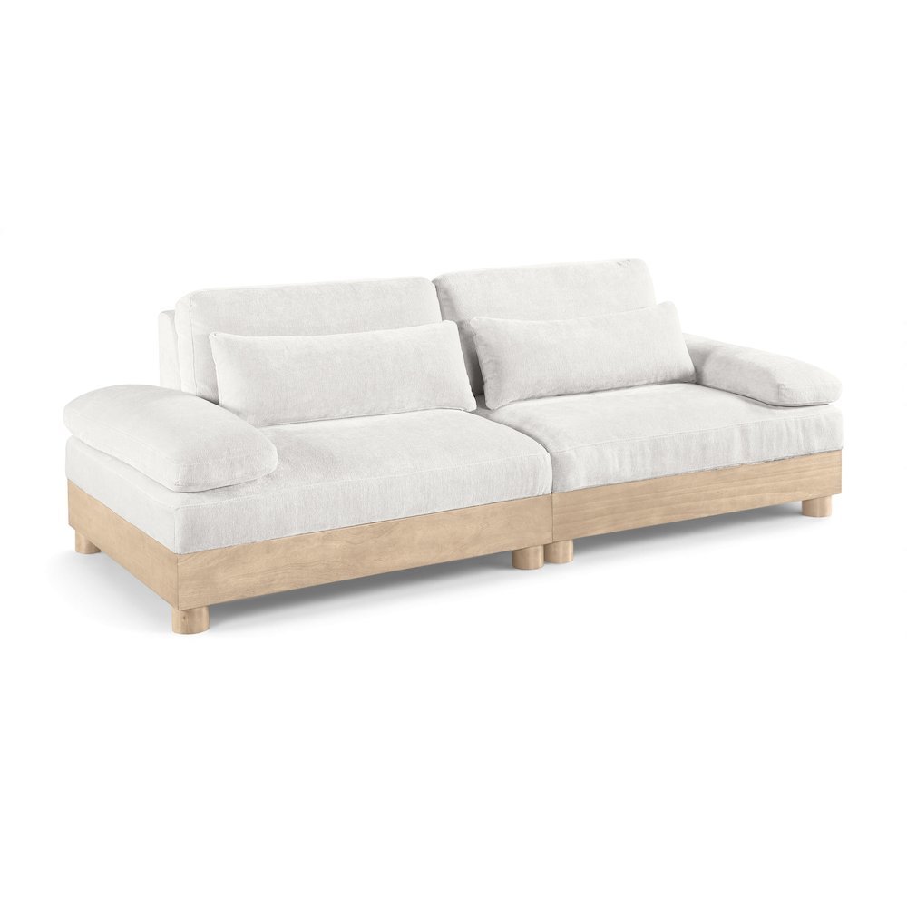 Turin 95.5" Cream Chenille Fabric Upholstered 2pc. Modular Loveseat