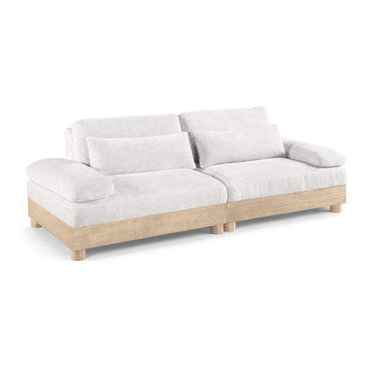 Turin 95.5" Cream Chenille Fabric Upholstered 2pc. Modular Loveseat
