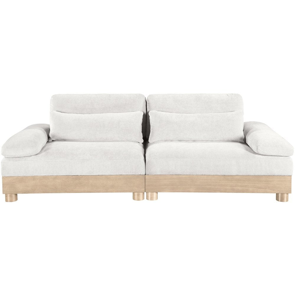 Turin 95.5" Cream Chenille Fabric Upholstered 2pc. Modular Loveseat