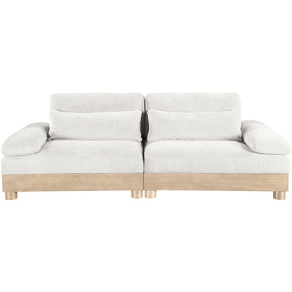Turin 95.5" Cream Chenille Fabric Upholstered 2pc. Modular Loveseat