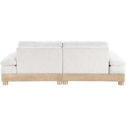 Turin 95.5" Cream Chenille Fabric Upholstered 2pc. Modular Loveseat