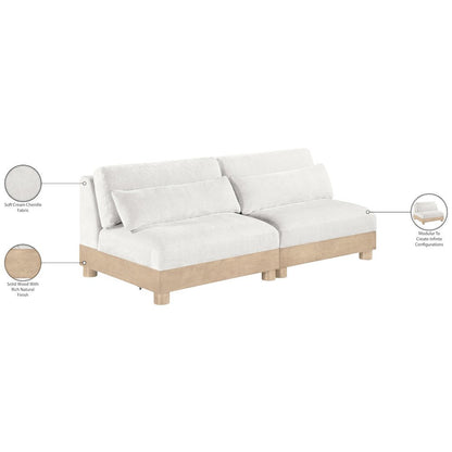 Turin 80" Cream Chenille Fabric Upholstered 2pc. Modular Loveseat