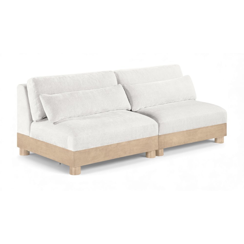 Turin 80" Cream Chenille Fabric Upholstered 2pc. Modular Loveseat