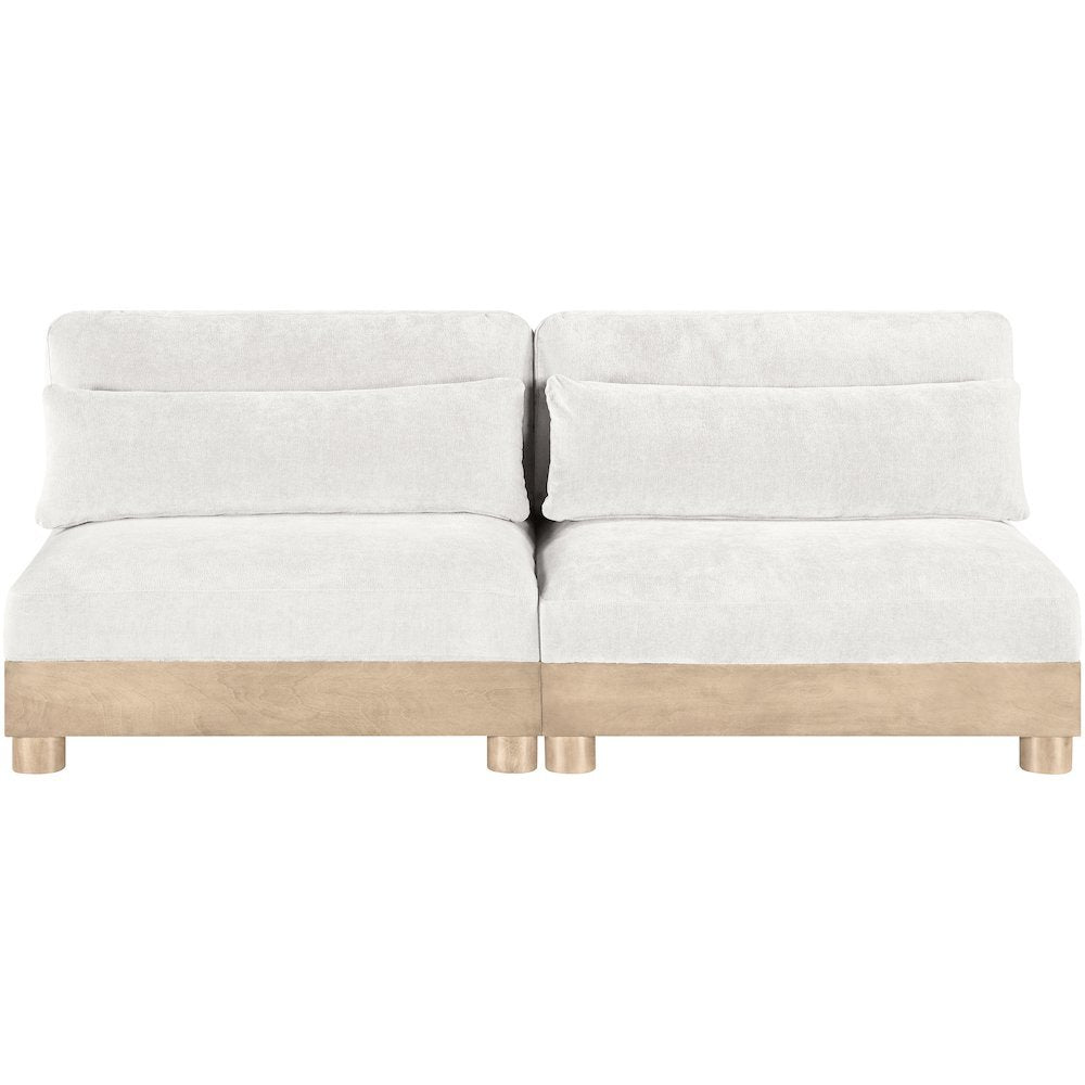Turin 80" Cream Chenille Fabric Upholstered 2pc. Modular Loveseat