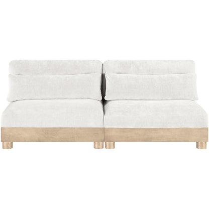 Turin 80" Cream Chenille Fabric Upholstered 2pc. Modular Loveseat