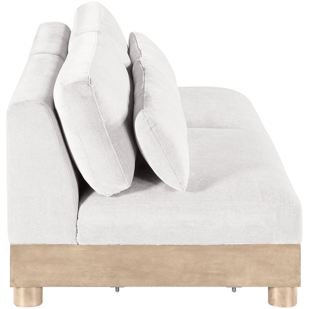 Turin 80" Cream Chenille Fabric Upholstered 2pc. Modular Loveseat