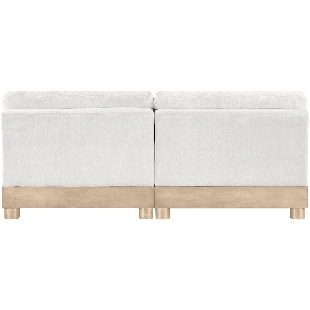 Turin 80" Cream Chenille Fabric Upholstered 2pc. Modular Loveseat