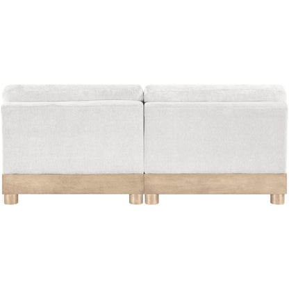 Turin 80" Cream Chenille Fabric Upholstered 2pc. Modular Loveseat
