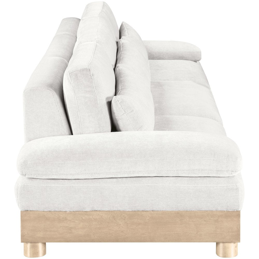 Turin 135.5" Cream Chenille Fabric Upholstered 3pc. Modular Sofa