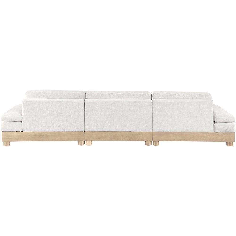Turin 135.5" Cream Chenille Fabric Upholstered 3pc. Modular Sofa