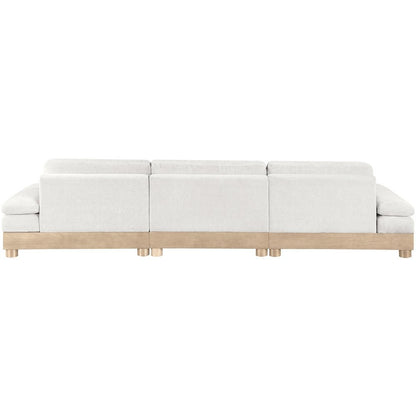 Turin 135.5" Cream Chenille Fabric Upholstered 3pc. Modular Sofa