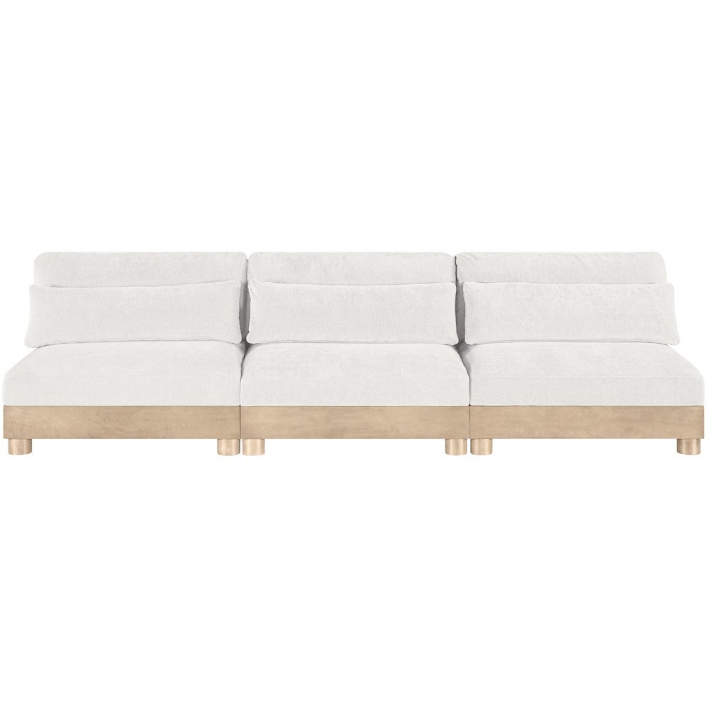 Turin 120" Cream Chenille Fabric Upholstered 3pc. Modular Sofa